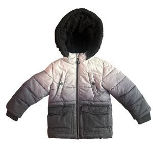 Members Mark Hooded Puffer Jacket Black Gray Ombre Toddler Size 2